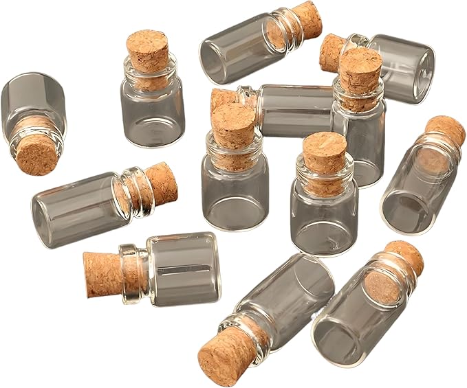 10 Pcs Miniature Glass Jar Set – 1:12 Scale Dollhouse Bottles with Cork Lids, Empty Canisters for Kitchen & Restaurant Scene, DIY Food Storage Containers, Dollhouse Accessories & Home Decor