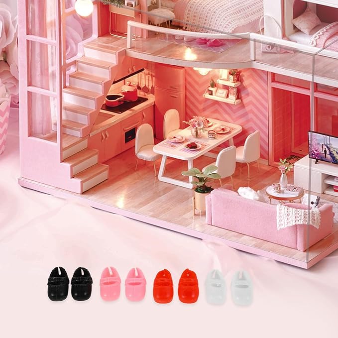 KESYOO 17cm Doll House Shoes 8 Pairs Mini Flat Shoes for Dollhouse Adornments Toy Home Decor