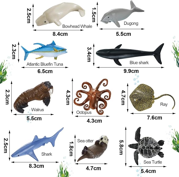 20 Pack Realistic Sea Creature Toys Animals with Mesh Bag Assorted Sea Animal Toys Including Shark, Dolphin, Whale for Ocean Party Decor Party Favors