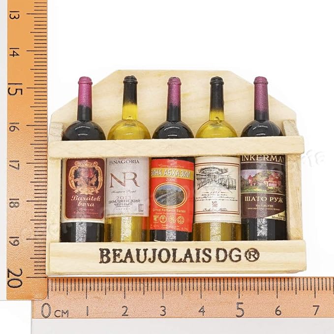 Odoria 1/6 Miniature Wine Holder with 5Pcs Bottles Dollhouse Decoration Accessories
