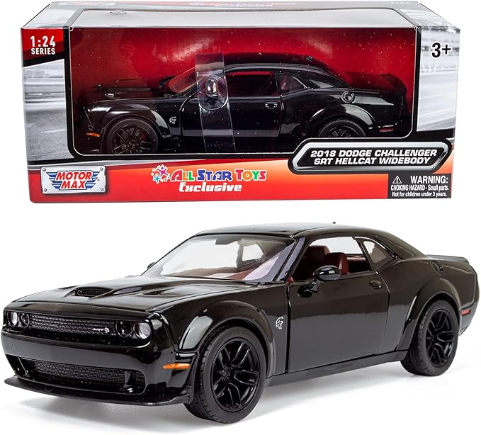 All Star Toys 2018 Challenger SRT Hellcat Widebody Black with Red Interior 1/24 Diecast Model Motormax 79350 Exclusive Edition