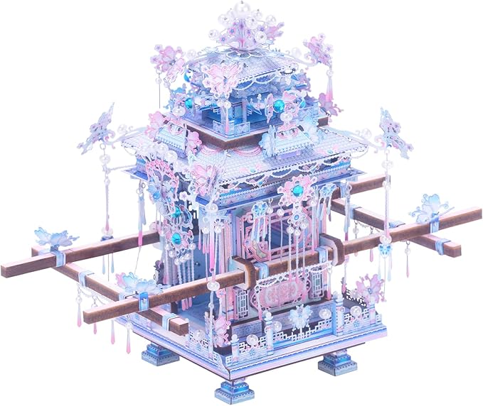 MU 3D Metal Puzzle Chinese Sedan Fridge Magnetic Models Kits Building 3D Wooden Puzzles, Chinese Wedding Gift DIY Craft Work Miniature Building, Birthday Gifts Home Desk Decor