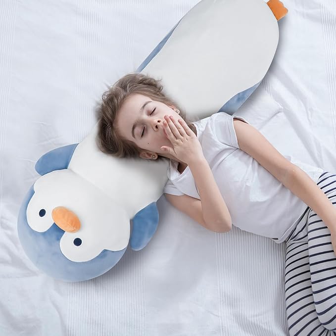 36" Penguin Stuffed Animal, Soft Jumbo Long Cuddle Pillow, Cute Blue Penguin Plush Body Pillow Plushies Toy Gift for Kids, Boy and Girls Birthday, Easter