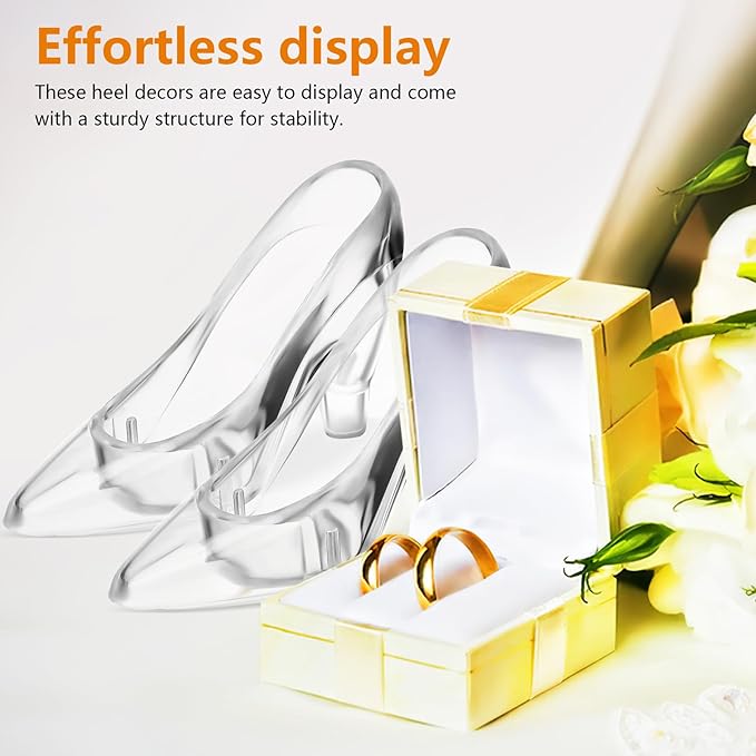 PRETYZOOM 12 Pcs Crystal Shoe Ornaments Clear High Heels Decorations Transparent Glass Slipper Figurines for Home Office Party Favors