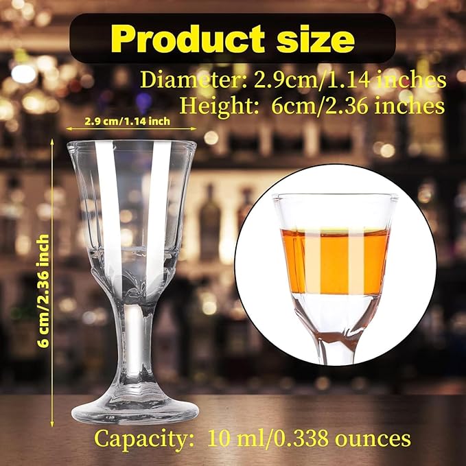 RUIYELE 24 Pack Small Mini Shot Glasses 10 ml 0.338oz, Mini Wine Glass Shooters Small Fancy Shot Glasses Super Cute and Elegant