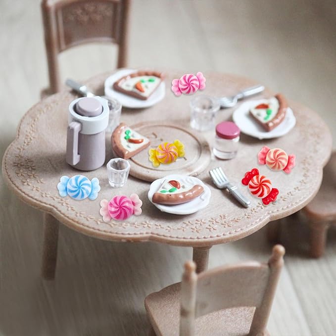 100 Pieces Tiny Candy for Dollhouse Miniatures Resin Food for Crafts Mini Candy for Dollhouse Mini Kitchen Micro Landscaping Decoration