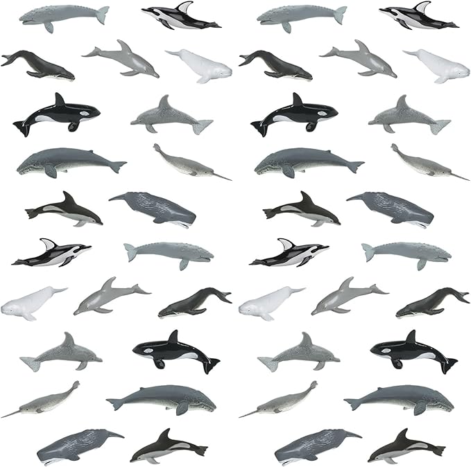 Safari Ltd. Whales and Dolphins Bulk Bag - Set of Miniature Cetacean Toy Figures - 48 Piece Play Toys for Boys, Girls & Kids Age 3+