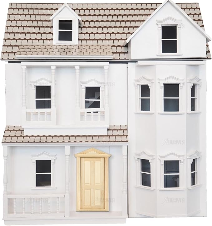 AUEAR, 1:12 Miniature Furniture Unpaint Wooden Doors for DIY Scene Home Craft (4 Panel)
