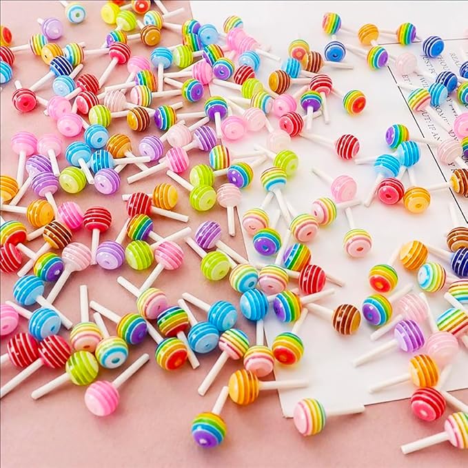 100PCS Mini Lollipop Decor for Dollhouse Resin Tiny for Lollipop Crafts Fairy Garden Dollhouse Micro Landscaping Decoration