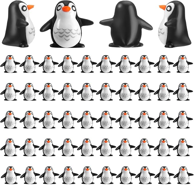 120 Pcs Miniature Penguin Figurines Resin Penguin Figures Bulk 0.87'' Cake Topper Mini Toys Animal for Fairy Garden Micro Landscape Winter Christmas Scene Decor Party Supplies