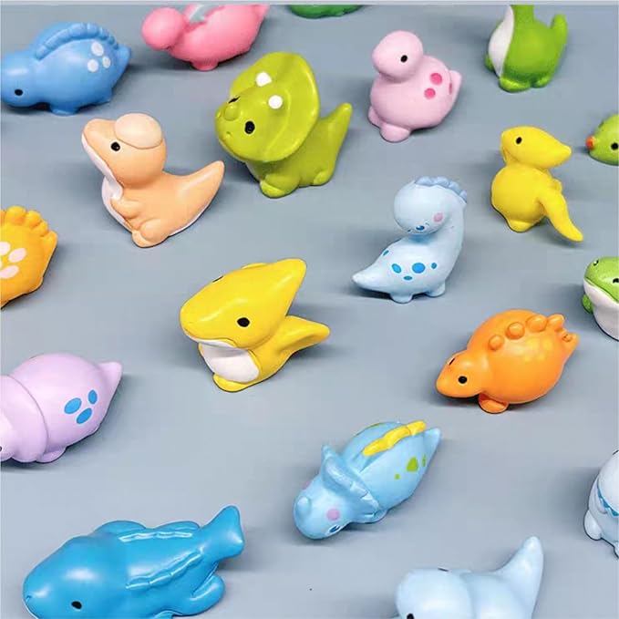 24 Styles Mini Resin Dinosaur Figurines Toys Tiny Plastic Bulk Crafts Small Animal Figures to Hide Dinosaur Party Favors for Miniature Dollhouse Accessories