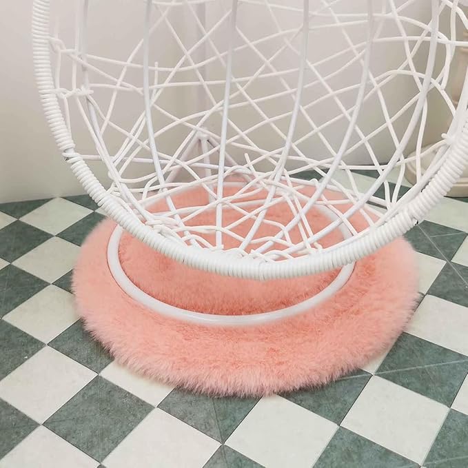 1 Pc Dollhouse Miniature Carpet, Fluffy Mini Dollhouse Rug, Doll House Rug, Parent-Interaction Lightweight for 1/12, 1/8, 1/6 Dollhouse, Dollhouse Decor (White Round S)