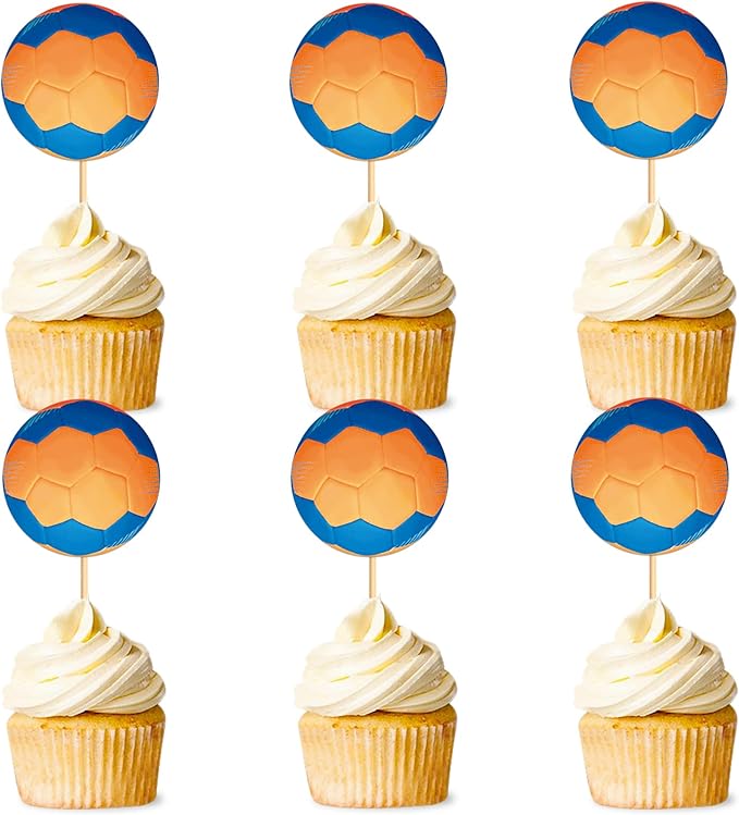 Ercadio 24 Pack Double Sided Handball Cupcake Toppers Sports Handball Cupcake Picks Handball Birthday Cake Decorations Baby Shower Handball Sports Players Theme Birthday Party Cake Decorations