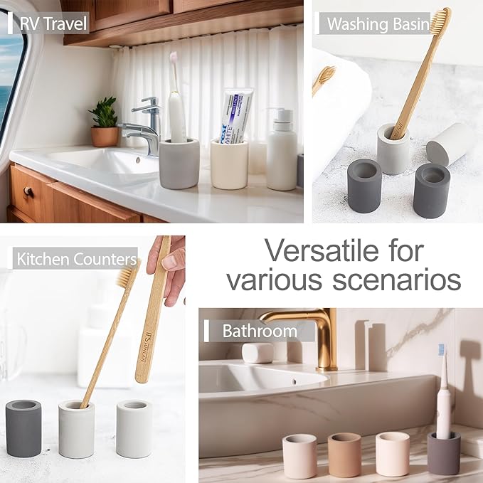 DiatZeno Mini Toothbrush Holders for Bathrooms - Diatomite Quick-Dry Organizer, Compact Portable Toothbrush Holder for Countertop, Shower & Travel Storage