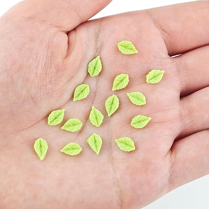 500 Pieces Tiny Leaves Decor for Dollhouse Mini Resin Decor for Crafts Tiny Things for Fairy Garden Micro Landscaping Decoration