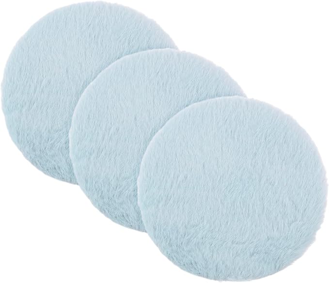 uxcell 3Pcs Dollhouse Miniature Carpet, 1:12 Fluffy Doll House Rugs Prop Small House Accessories for Doll House Furniture Decor Play, Blue Round