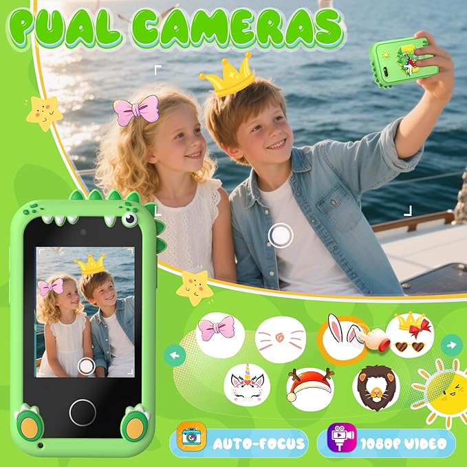 Kids Smart Phone Toys for Girls,Christmas Birthday Gifts for Girls Age 3-10 Kids Cell Phone Toys with 2.8" Touchscreen 20 Learning Games Dual Camera Music Player, 8G SD Card