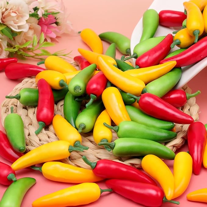 Gresorth 60pcs Artificial MINI Pepper Chili Fake Vegetable Decoration Home Kitchen Party Christmas