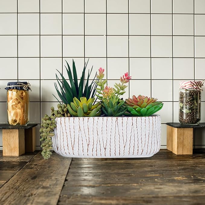 Hisow Fake House Plants Artificial - 8.7" Assorted Faux Succulents in Pots for Office Desk Decor and Bathroom Plants Decor - Small Shelf Decor and Cute Fake Plants for Room Kitchen