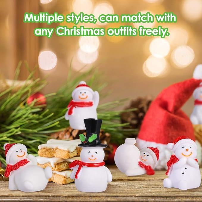 Set of 6 Mini Snowman Figurines - Cute Christmas Miniature Decor, Holiday Ornaments, DIY Festive Crafts, Home Desk Decor, PerfectGift for Christmas Idea