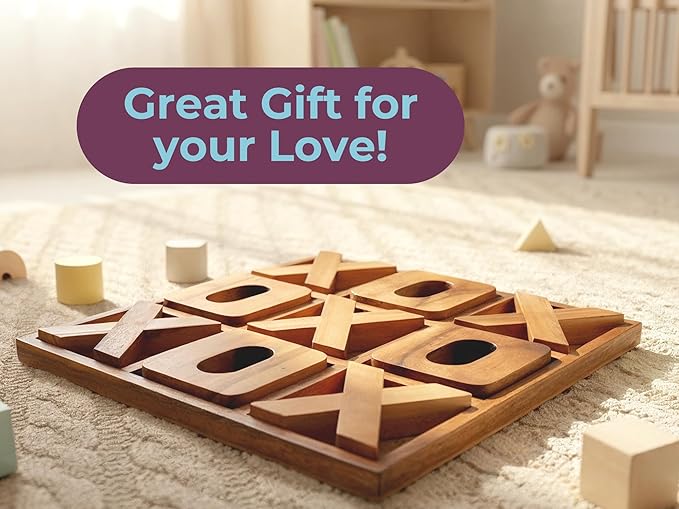 BSIRI Jumbo Tic Tac Toe Board Games - Wall Tic Tac Toe for Rustic Home Decor Farmhouse Decor, Patio Decor, Coffee Table Decor, Ideal Outdoor Games, Game Night, Family Games, Unique Gifts for Couples