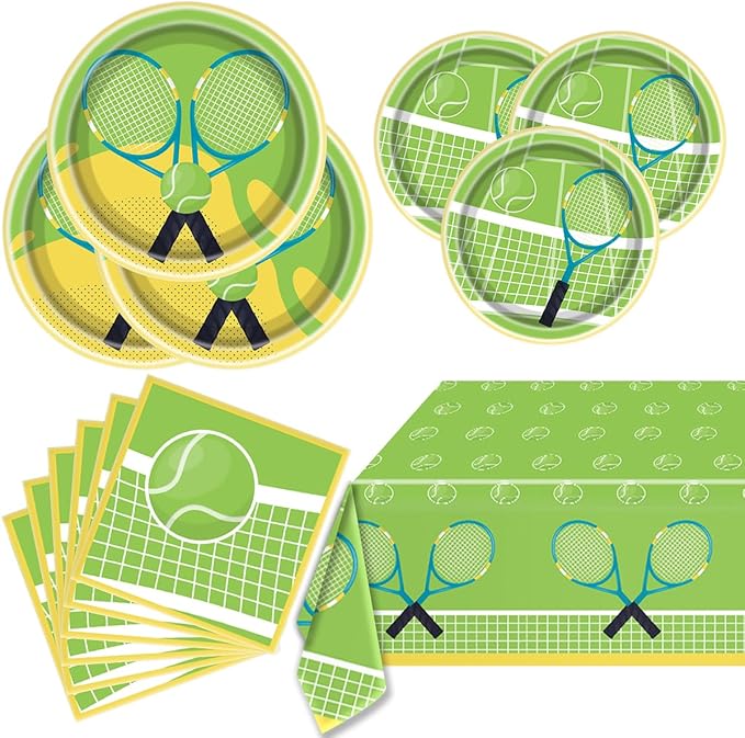 Tennis Tableware Set, Tennis Ball Disposable Dinnerware, Sports Themed Party Supplies