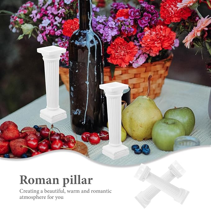 VICASKY 6 Pcs Roman Pillar Statue: Greek Column Decor for Wedding Party Table Centerpieces White Plastic Miniature Columns for Photography Props Dollhouse Decor 4.92 Inch