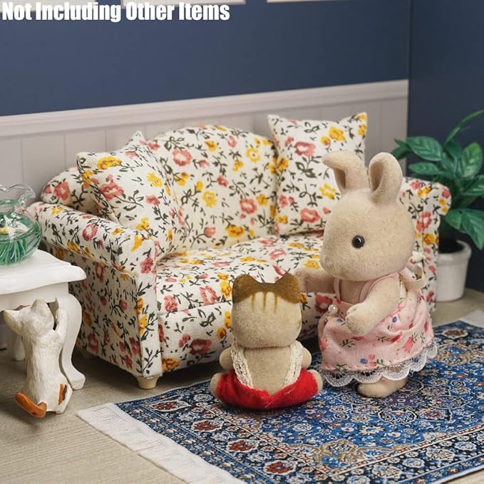 Odoria 1/12 Miniature Couch Sofa Dollhouse Furniture Accessories, Floral Pattern
