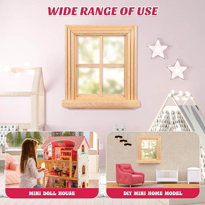 Garneck Miniature Window Frame Model Tiny Furniture Window Ornament Toy for Doll House