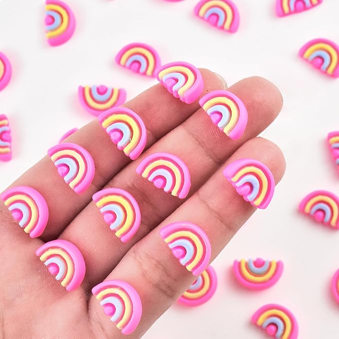 100 Pieces Tiny Rainbow Decor for Dollhouse Micro Resin Decor for DIY Crafts Mini Things for Fairy Garden Micro Landscaping Decoration