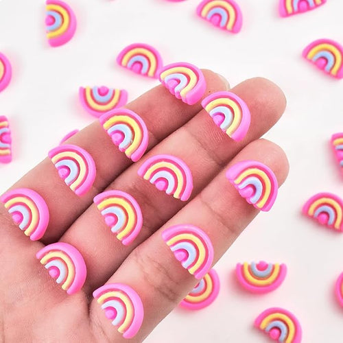 100 Pieces Tiny Rainbow Decor for Dollhouse Micro Resin Decor for DIY Crafts Mini Things for Fairy Garden Micro Landscaping Decoration