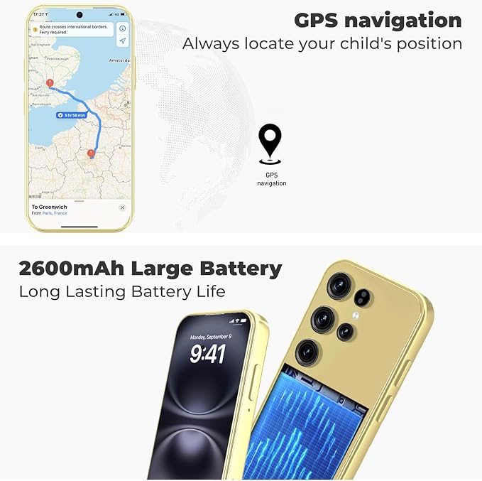 Mini Phone Unlocked Android Phone 4.0" HD Touch Screen Mini Smartphone Kids Smart Phone Dual SIM Quad Core Face ID Small Phone for Students & Children Pocket 3G RAM+ 64GB (Gold, 4.0)