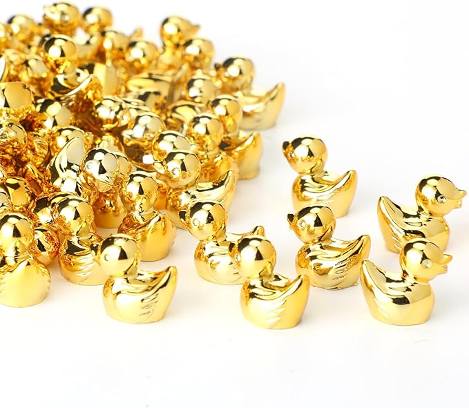 Yaocom 300 Pcs Mini Golden Duck Statue Bulk Golden Duck Figurines Micro Garden Landscape Dollhouse Cake Decoration Potted Plants DIY Craft Charms for Party Christmas Thanksgiving Gift