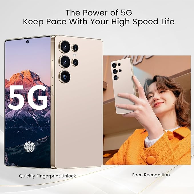 Bnjbmj I25 Ultra Flagship Killer Smartphone - Snapdragon 8 Gen 3, 16GB+512GB, Massive 6.99" FHD+ Display, 108MP+68MP Pro Cam, 7000mAh 2-Day Battery, Android 14, Includes Stylus Pen (Desert Titanium)