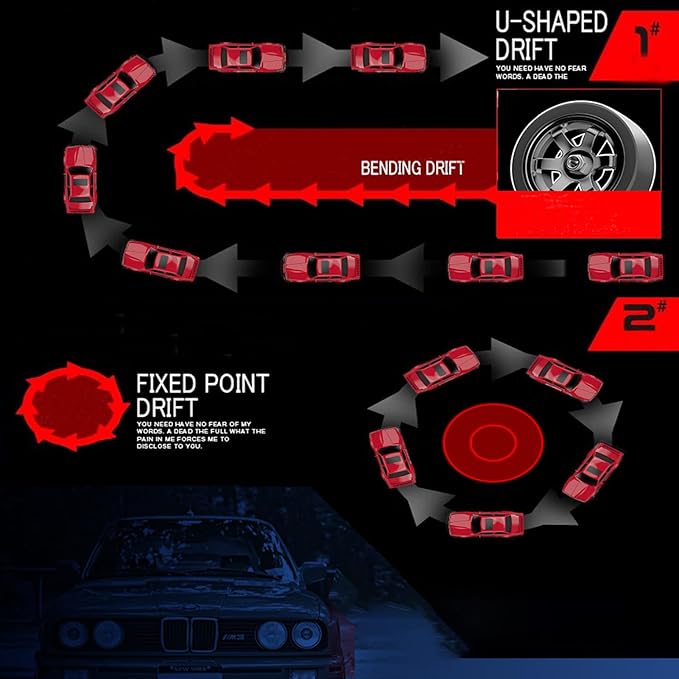 1:16 Scale RC Drift Car, 30KM/H 4WD 2.4GHz Remote Control Cars with LED Light, Racing and 4 Drifting Wheels, 3 Rechargeable Batteries, Perfect Toy Gift for Teen Adults Red
