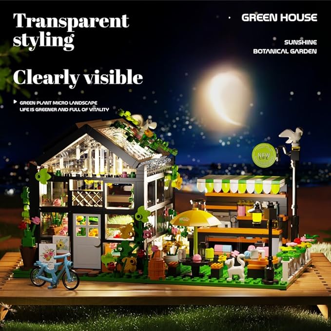 LEGPS YYDS Flower House Building Set with LED, City Street House Flower Shop Building Blocks Toy, Valentine Gift for Girls 8-12 Year, Mini Brick 680pcs