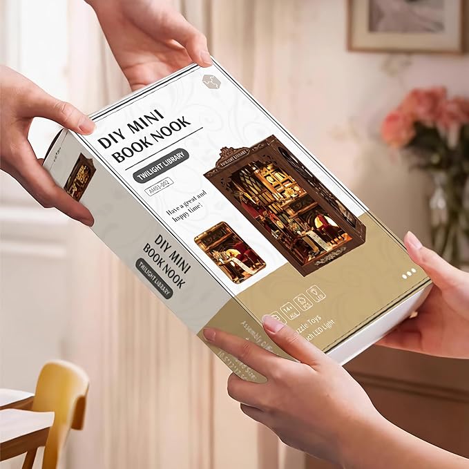 Book Nook Kits 3D Wooden Puzzles for Adults Crafts Miniature Dollhouse Kit & DIY Miniature House Kit, Tiny House Building Kit Bookshelf Decor - The for Family and Friends