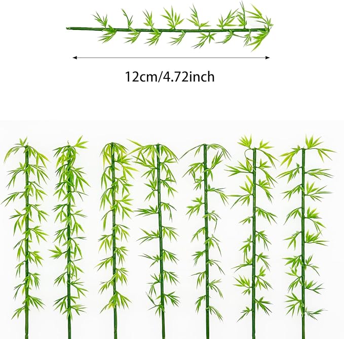 Woohome Model Miniature Bamboo Trees, Green Plastic Bamboo Trees for Building Model, Home Miniature Landscape Landform Diorama Project, 50 PCS, 4.72’’