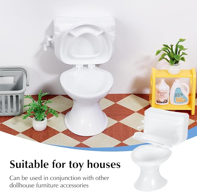 Zerodeko 6 Pcs Mini Toilet Seat Toy, Mini Toilet Doll House, Dollhouse Toilet 1 12 Scale, Celebrating Party Birthday Cake Decoration Furniture Dollhouse Accessories