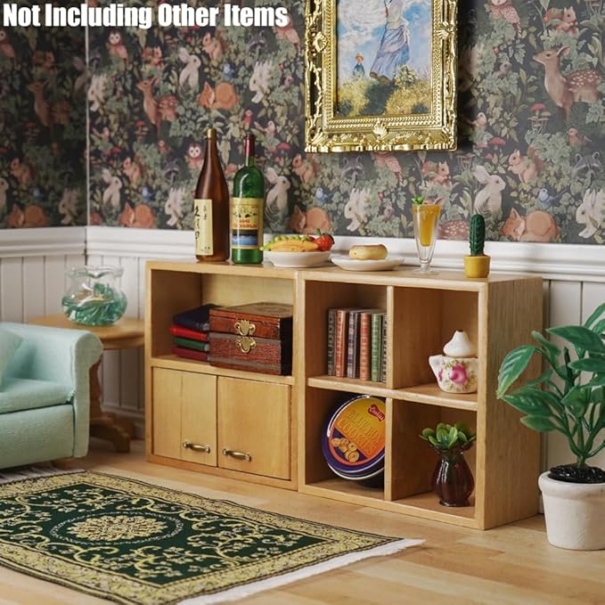 Odoria Dollhouse Bookcase Cabinet Miniature: 1/12 Scale Storage Shelves for Modern Living Room Office - Mini Sideboard Wooden Furniture Natural- Tiny Wall Cube Open Rack Stackable