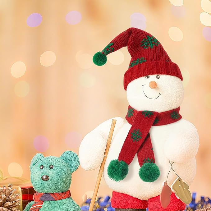 Geyoga 16 Pcs Mini Knit Doll Hat Valentines Day Small Santa Hat for Craft Winter Mini Snowman Hats and Scarf Tree Ornaments Snow Stripe Heart Wine Bottle DIY Decor Gifts