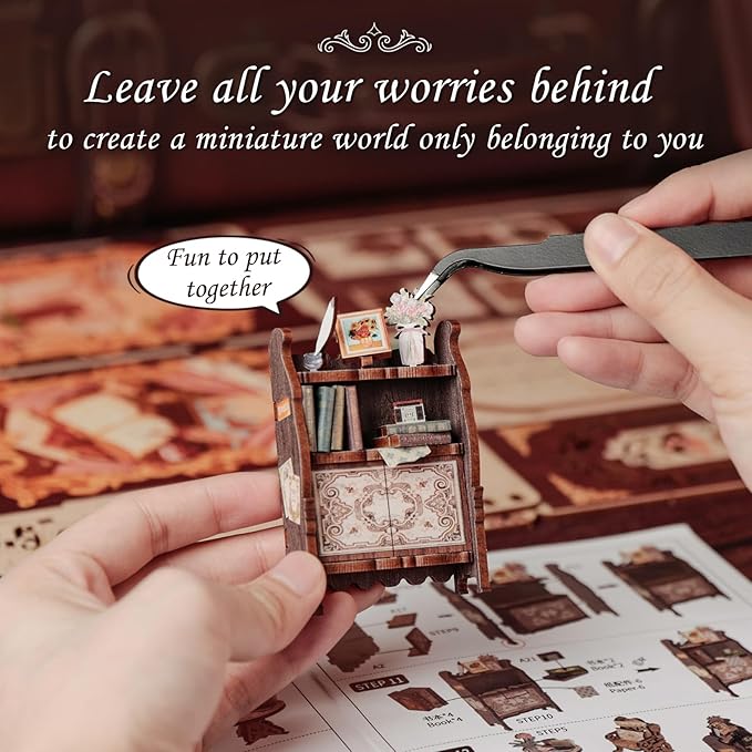 CUTEBEE Book Nook Kit - DIY Miniature House Dollhouse Kit for Adult and Teens, Booknook Bookshelf Decor Alley Model Build with LED Light, Gifts for Family and Friends (Bookshop Memories)