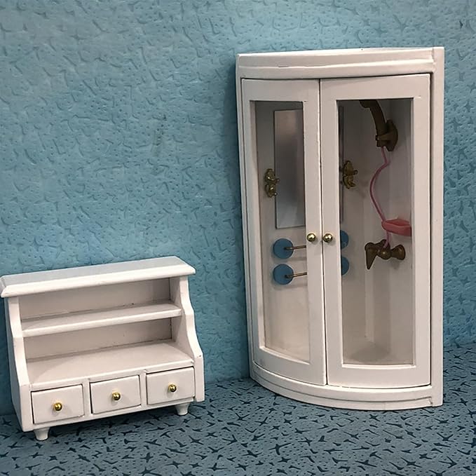 Miniature Wooden Shower Room Miniature Furniture Doll House Asseccories Doll House Furniture for Dollhouse