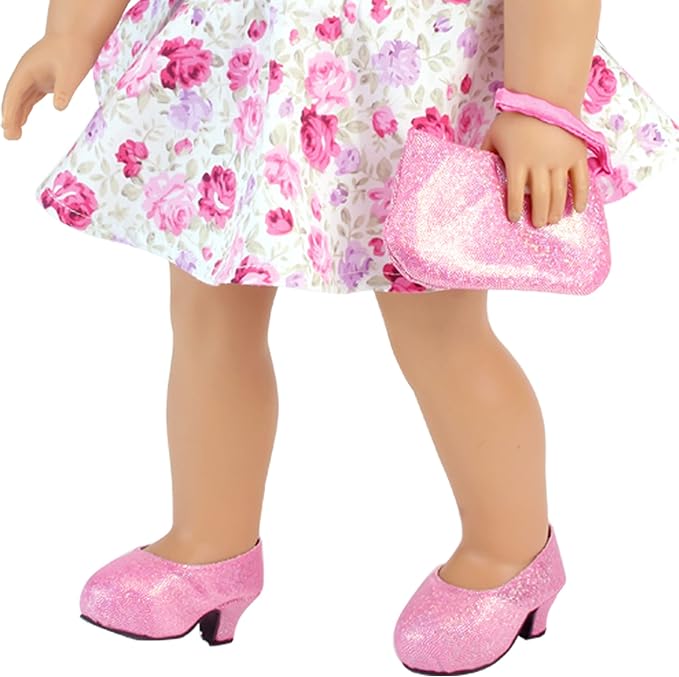 Sophia's Sparkling High Heels with Closed Toes and Glitter Platform Pumps for 18 Inch Dolls, Pink
