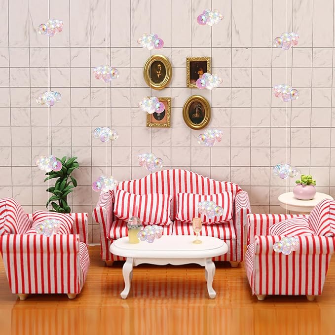 20 Pieces Tiny Fake Bubbles for Dollhouse Mini Bathtub 1:6 Miniature Dollhouse Accessories Bubble Decor for Fairy Garden Beach, Acrylic Bubble Beads
