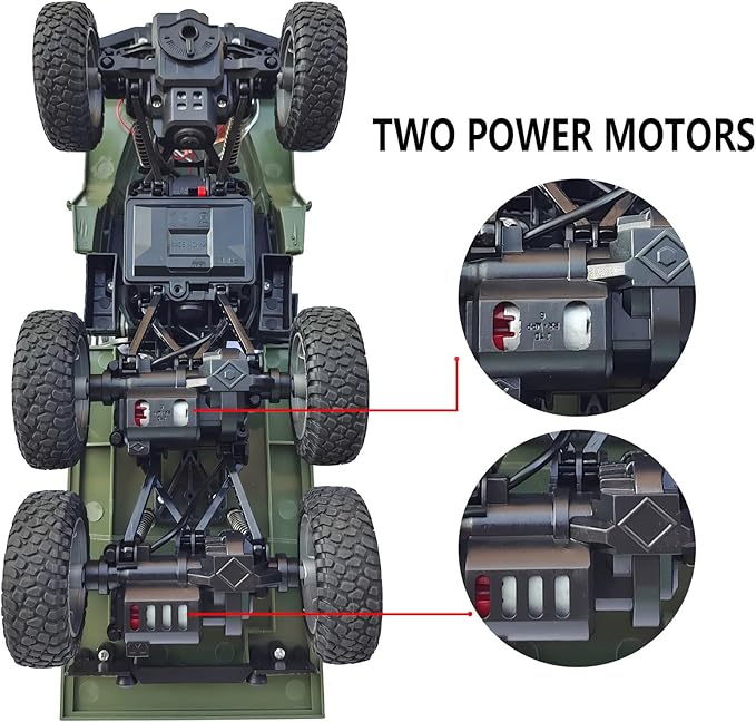 RC Military Truck 6x6 Road Remote Control Car 1/16 Scale Remote Control Truck 4WD All Terrain Rock Army Transport Vehicle Toy Vehicle for Kids Children Boy Gift