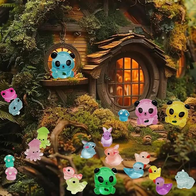 Easter Gifts Easter Basket Stuffers 120Pcs Luminous Mini Resin Animals Tiny Ducks Glow in The Dark Miniature Figures for Dollhouse Micro Garden Landscape Aquarium Decor