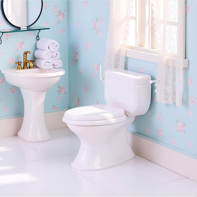 White Dollhouse Miniature Furniture Vintage Bathroom Model Toilet Baby Pretend, DIY Micro Scene Decor