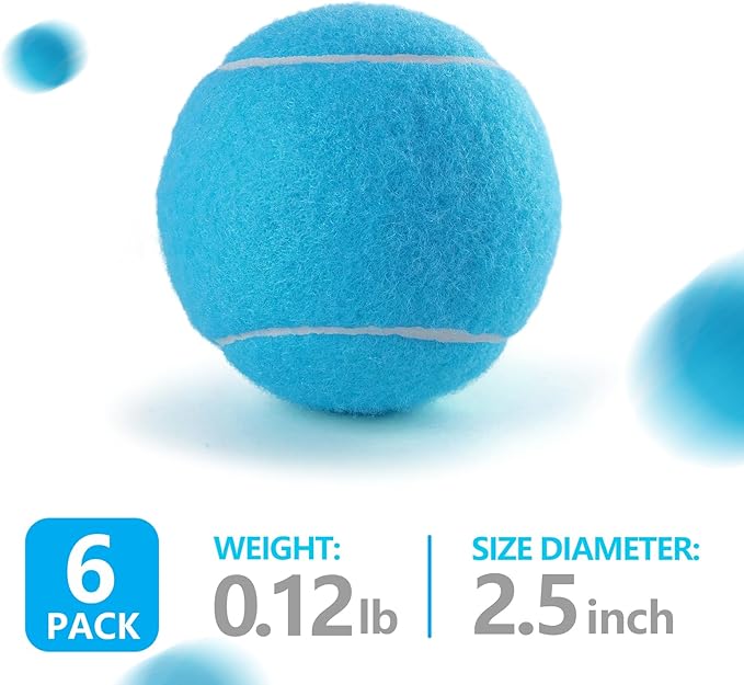 PHOEPET 6-Pack Tennis Balls for Beginner Training Practice- Bulk Dog Balls for Fetch Chew Toys(Blue)