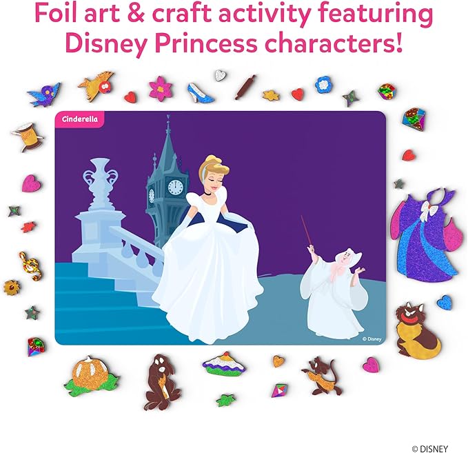 Skillmatics Foil Fun - Disney Princess, Mess-Free Art & Craft Kits for Kids, DIY Creative Activity, Travel Toys, Perfect Gifts for Fans of Moana, Cinderella, Ariel, Jasmine, Ages 4, 5, 6, 7, 8, 9